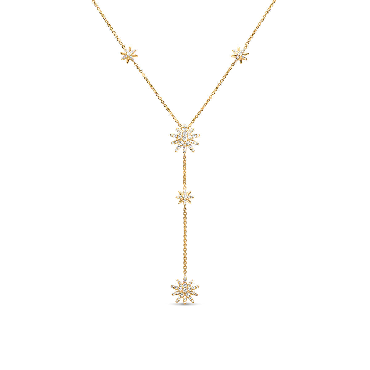 David Yurman Yellow Gold Starburst Y Diamond Necklace