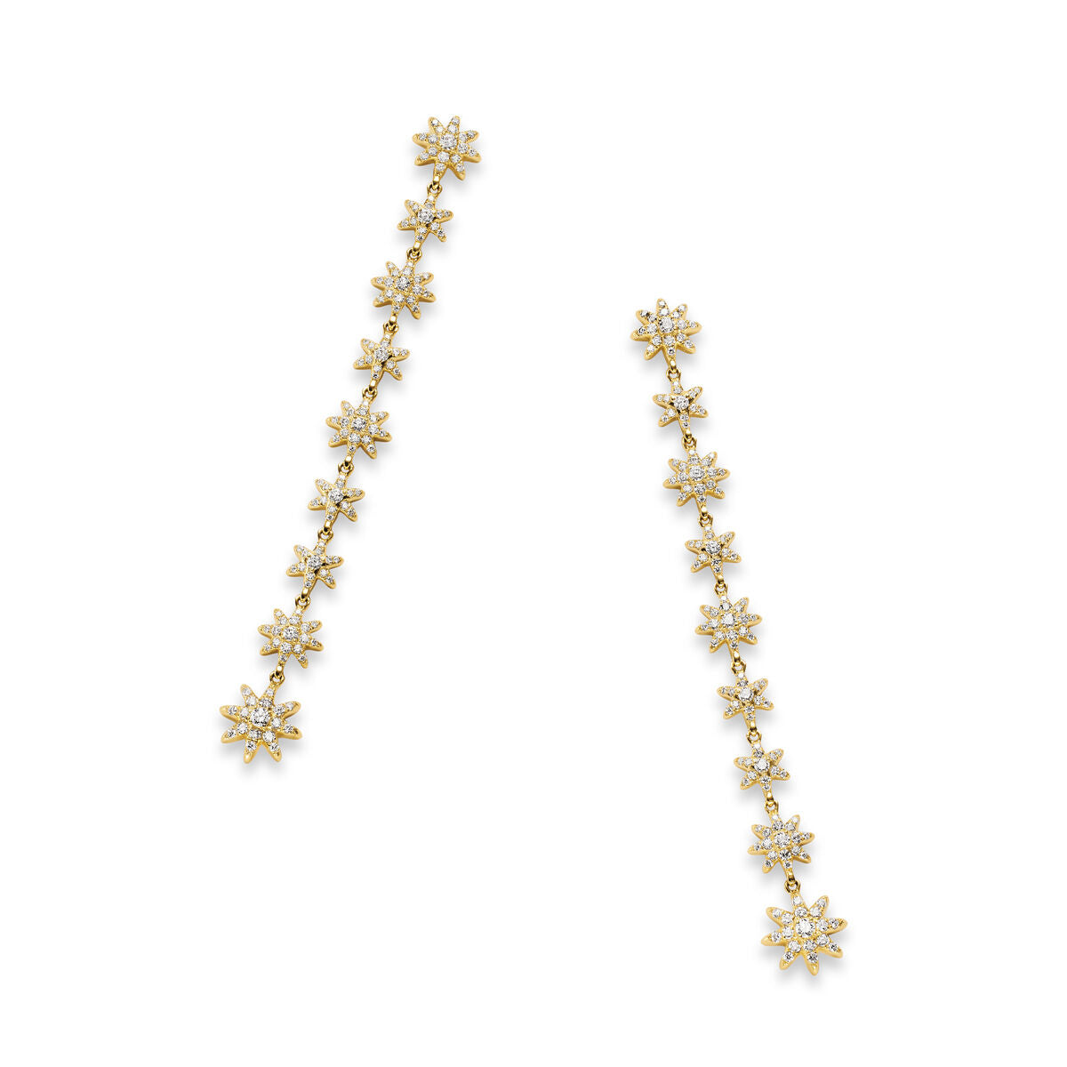 David Yurman Yellow Gold Starburst Diamond Drop Earrings