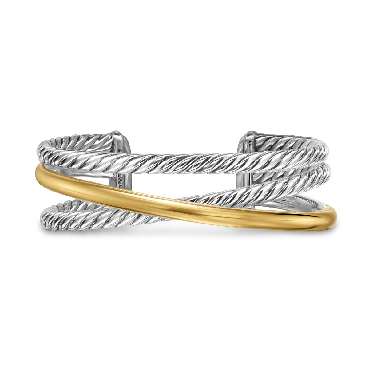 David Yurman Sterling Silver and Yellow Gold Bold Crossover 3-Row Bracelet