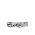 David Yurman Sterling Silver Petite X Ring with Diamonds