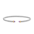 David Yurman Sterling Silver and Yellow Gold Micro Cable Flex Amethyst Bracelet