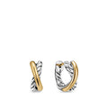 David Yurman Sterling Silver and Yellow Gold Bold Crossover Huggie Earrings