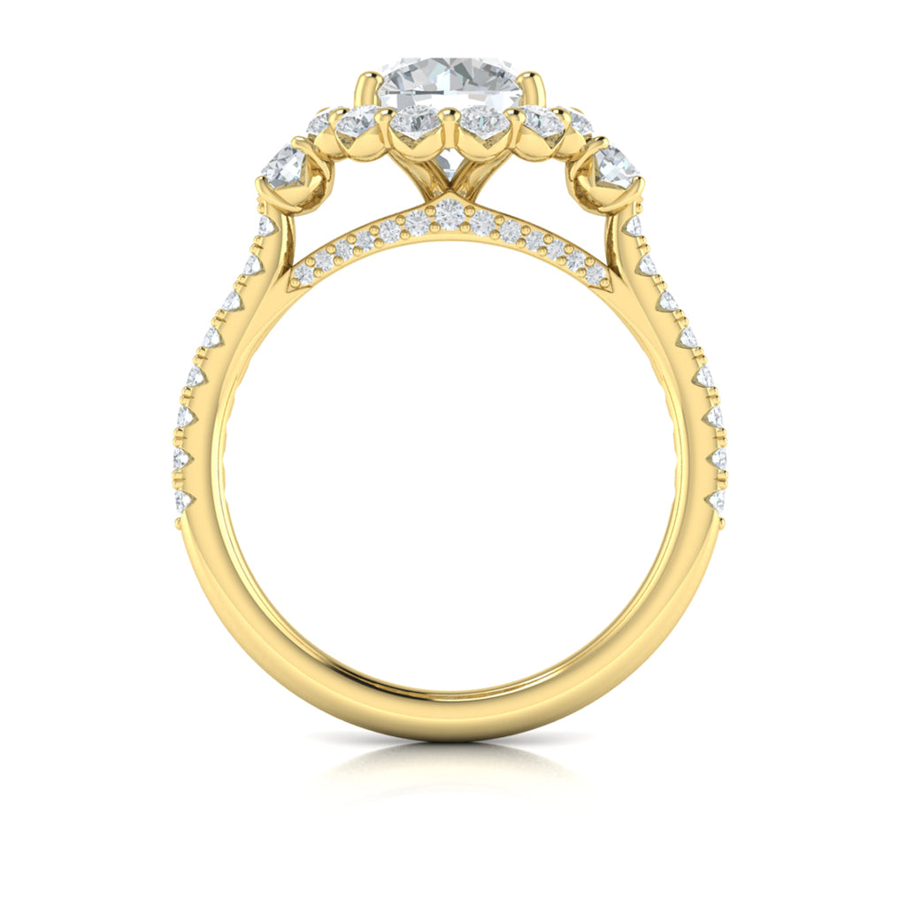 Vlora Yellow Gold Diamond Halo Engagement Ring Mounting