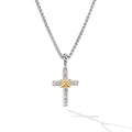 David Yurman Silver and Yellow Gold Petite Cross Charm Necklace