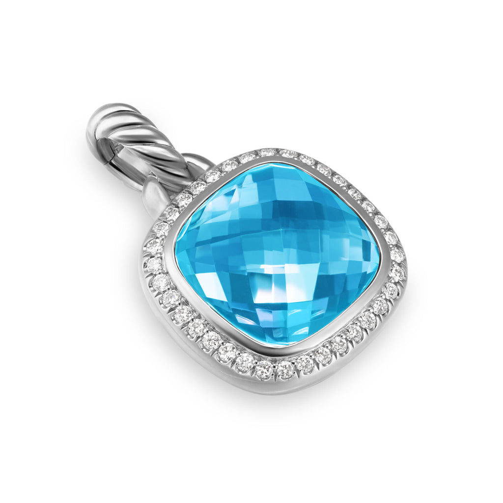 David Yurman Sterling Silver Albion Blue Topaz Enhancer with Diamonds