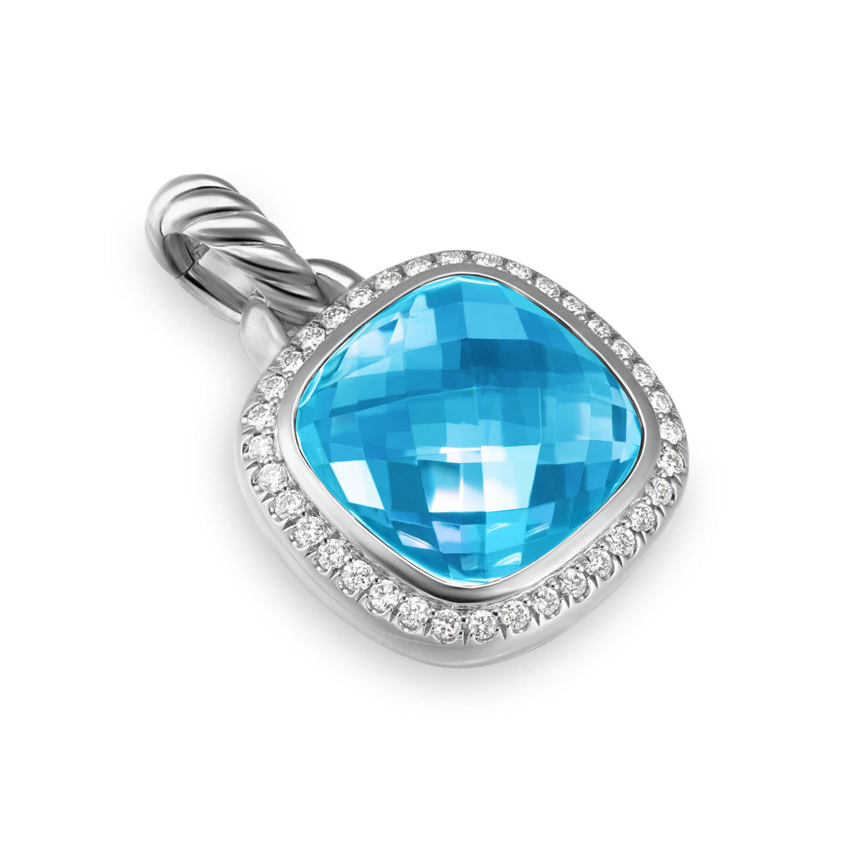 David Yurman Sterling Silver Albion Blue Topaz Enhancer with Diamonds