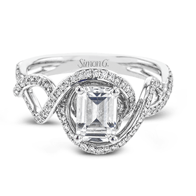 Emerald - Cut Criss - Cross Engagement Ring In 18k Gold With Diamonds - Simon G. Jewelry