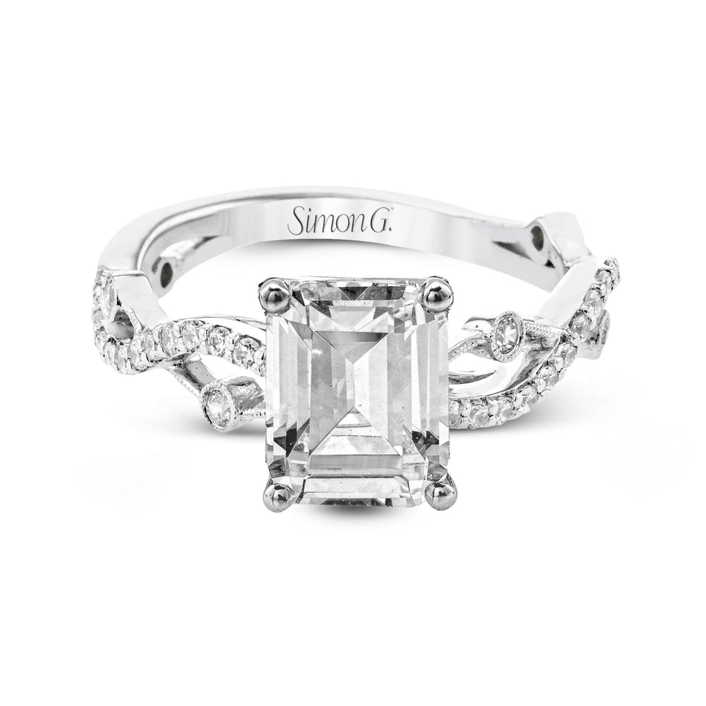 Emerald - Cut Criss - Cross Engagement Ring In 18k Gold With Diamonds - Simon G. Jewelry