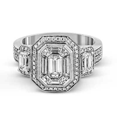 Emerald-cut Halo Engagement Ring in 18k Gold with Diamonds – Vanscoy ...