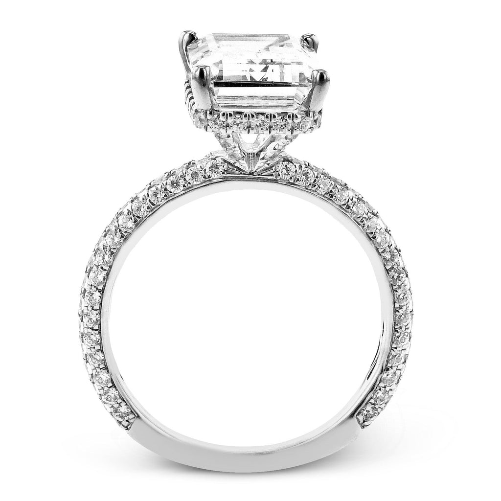 Emerald - Cut Hidden Halo Engagement Ring In 18k Gold With Diamonds - Simon G. Jewelry