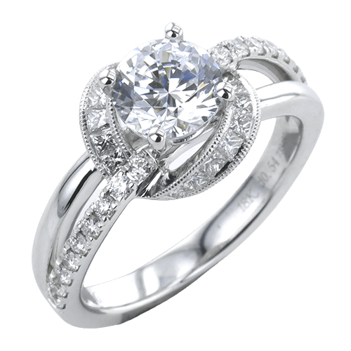 Engagement Ring in 18k Gold with Diamonds - Simon G. Jewelry