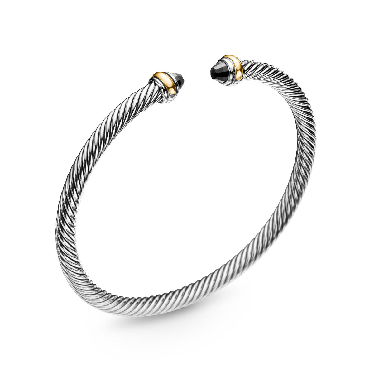 David Yurman Sterling Silver and Yellow Gold Classic Cable Black Onyx Bracelet