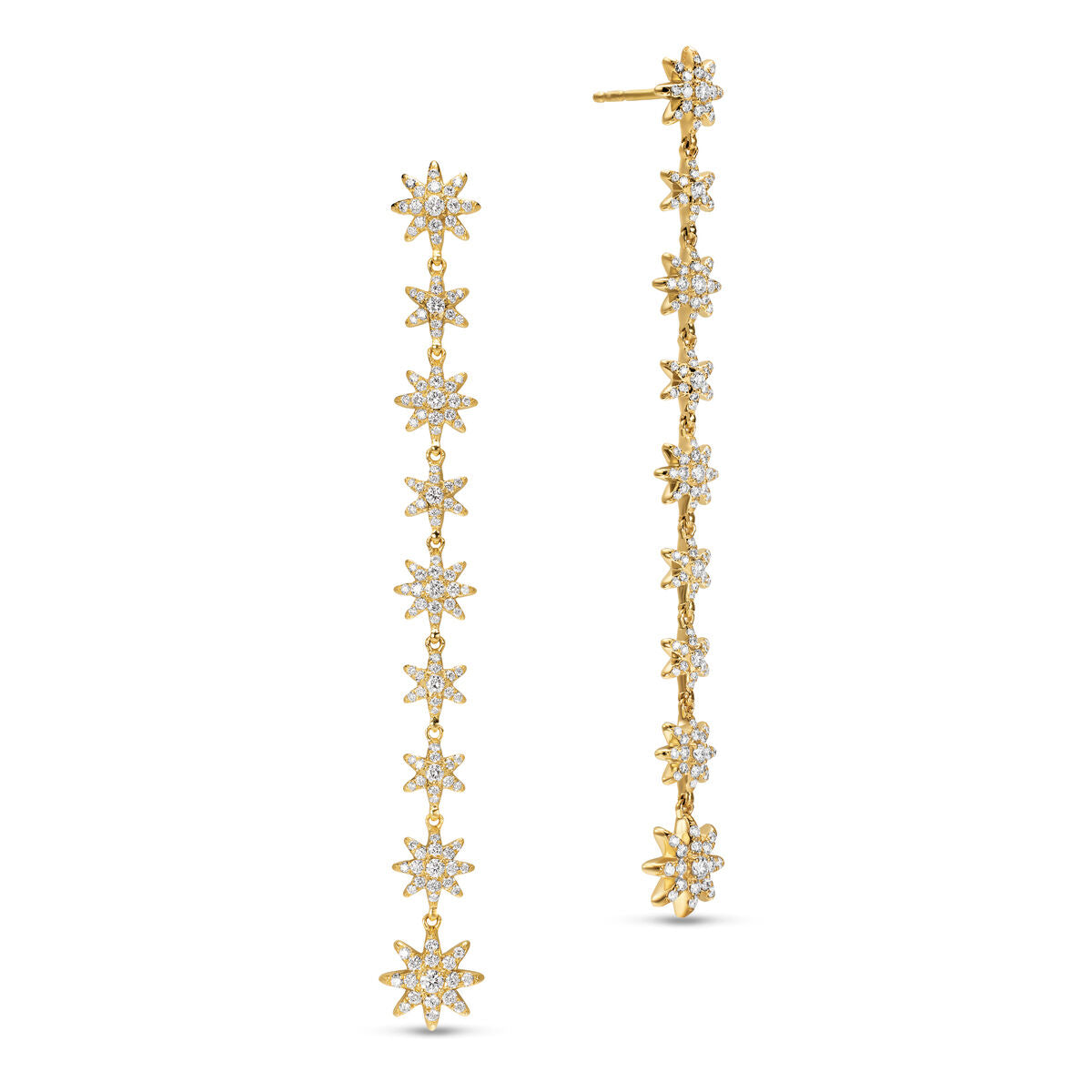 David Yurman Yellow Gold Starburst Diamond Drop Earrings