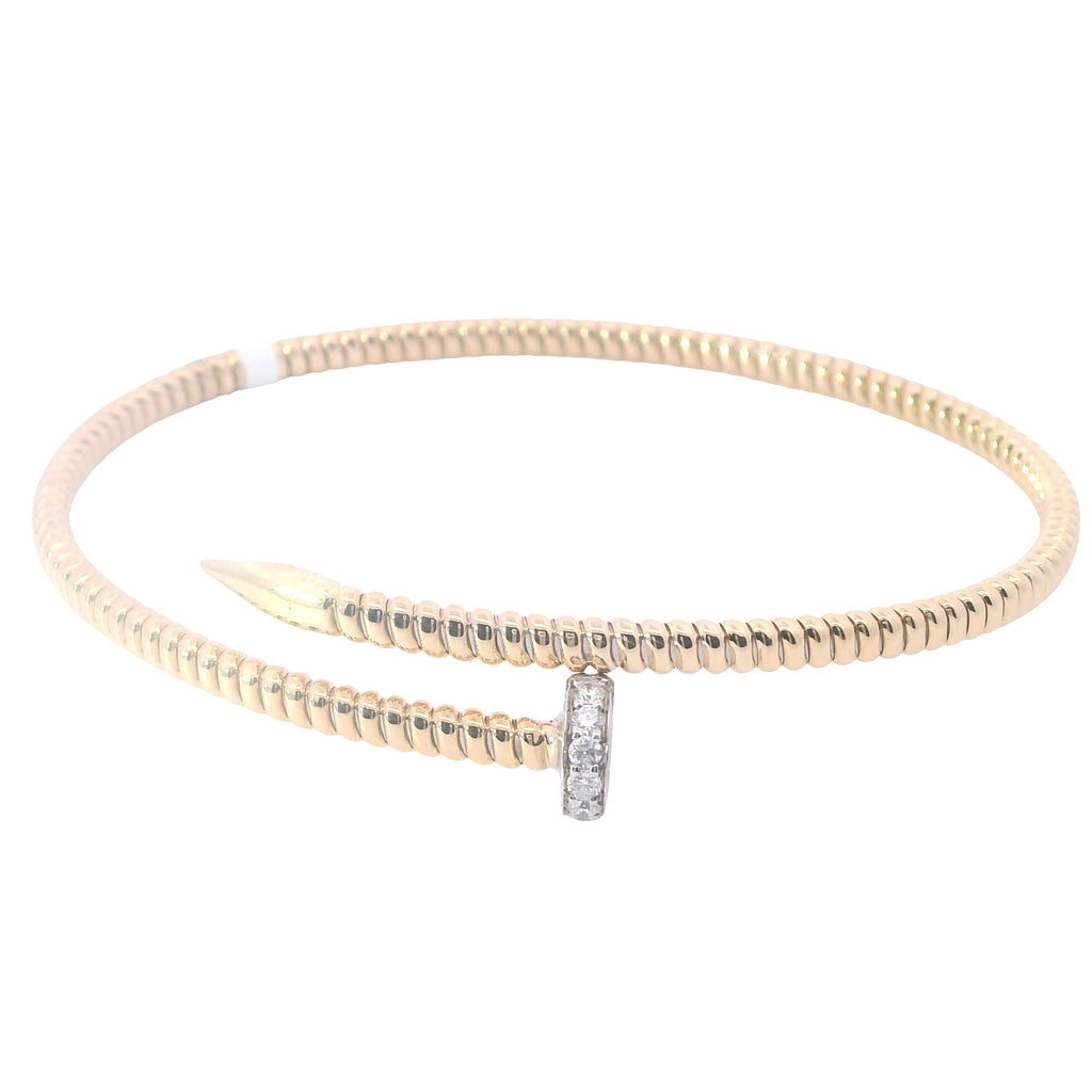 Yellow and White Gold Diamond Nail Bangle