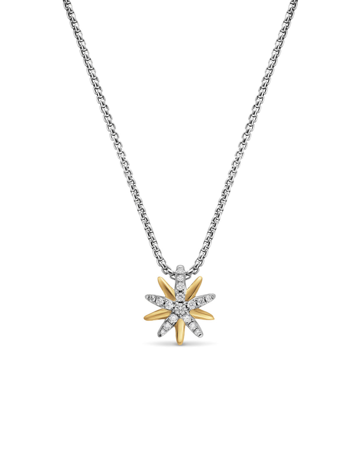 David Yurman Two Tone Starburst Diamond Station Necklace