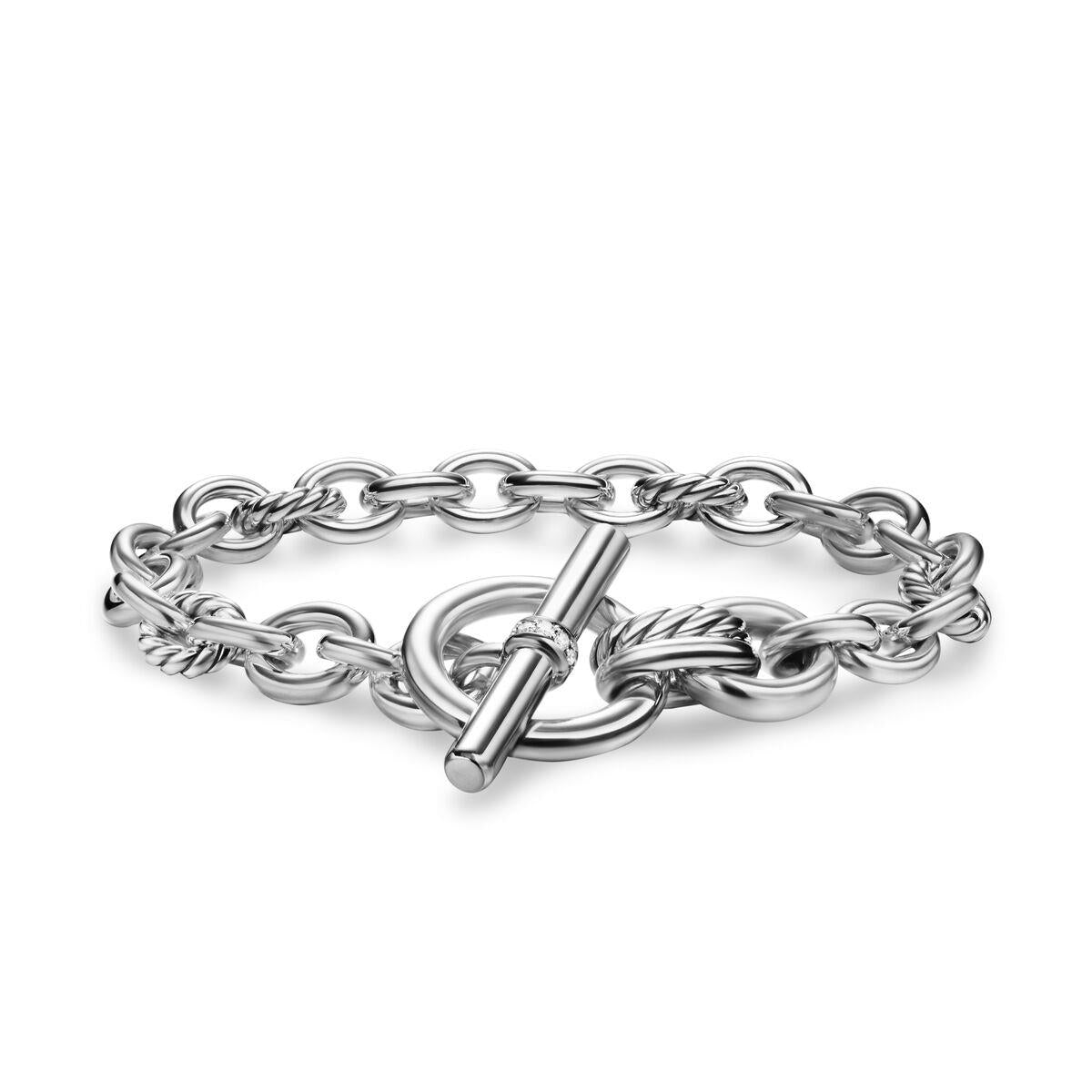 David Yurman Sterling Silver Mercer Single Row Toggle Bracelet with Diamonds
