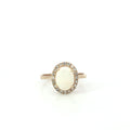 Estate Yellow Gold Opal Diamond Halo Ring