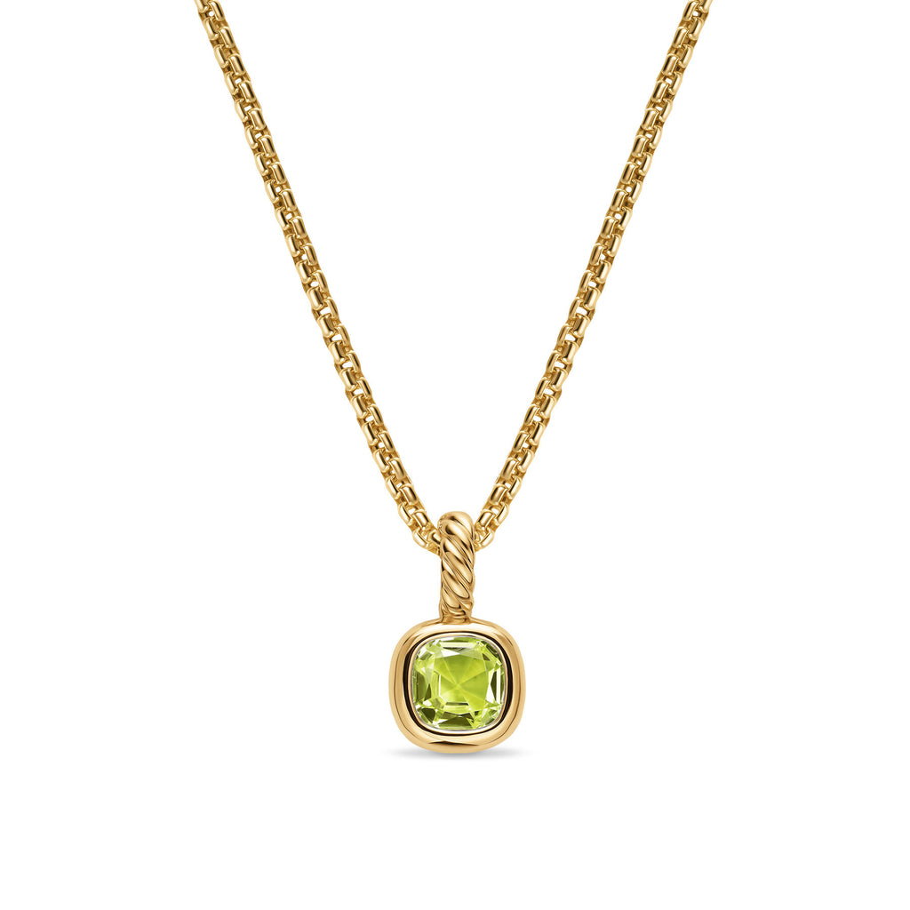 David Yurman Yellow Gold Mini Cushion Peridot Enhancer