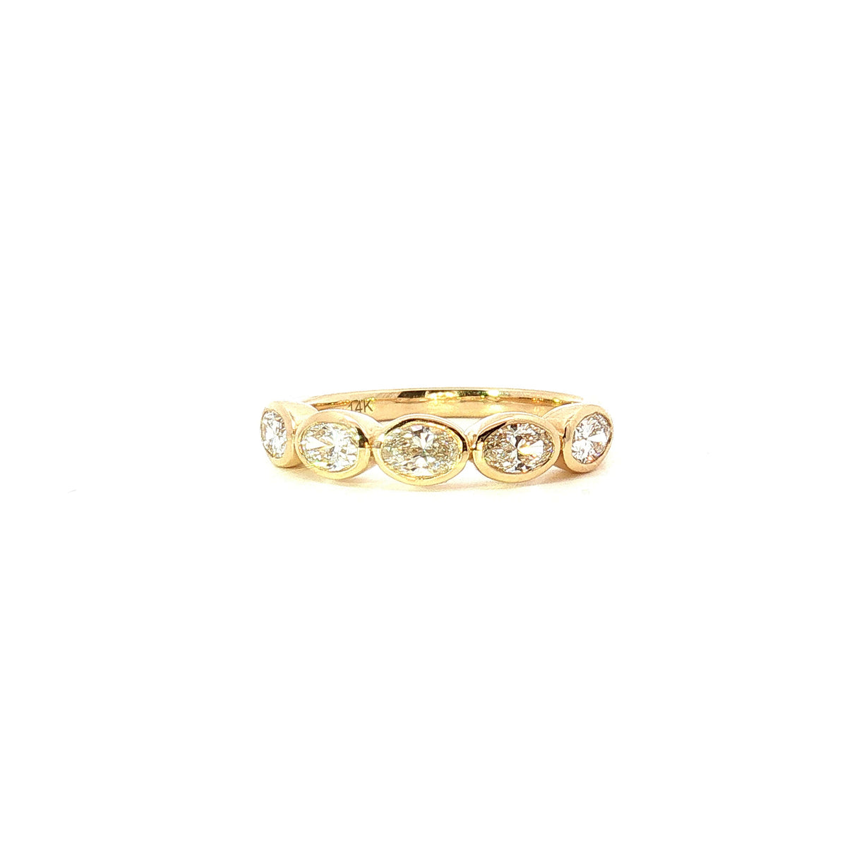 Yellow Gold East West Oval Diamond Band