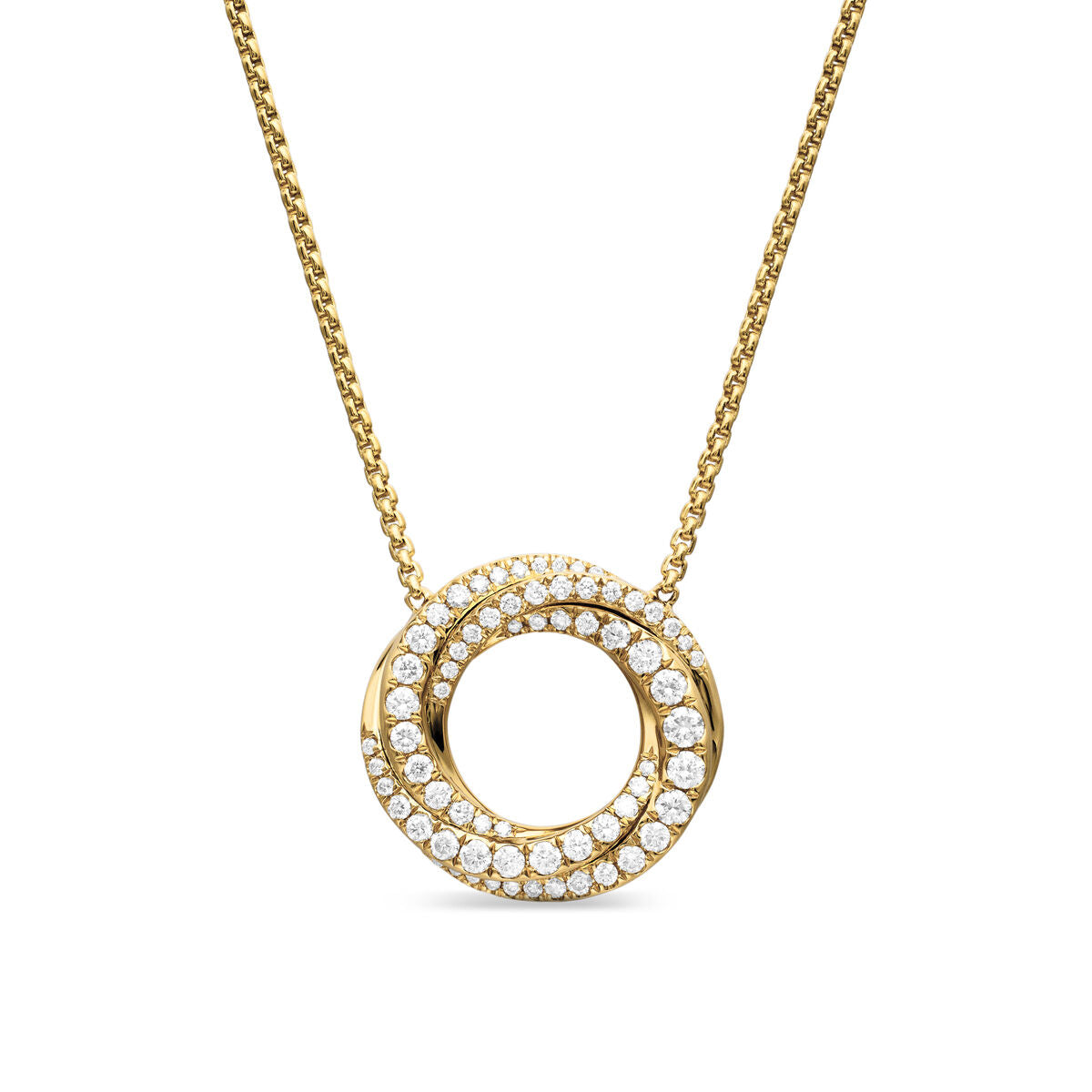 David Yurman Yellow Gold Petite Pave Crossover Necklace with Diamonds
