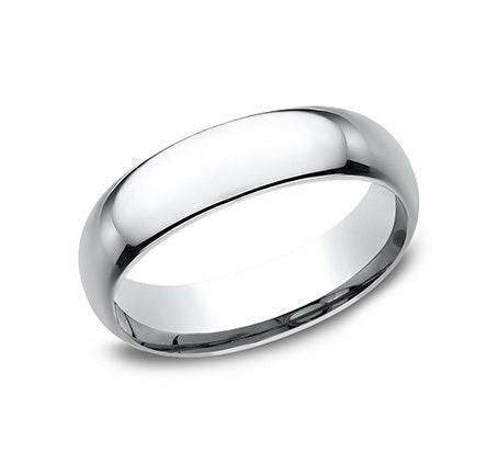 Benchmark White Gold 6 mm Dome Comfort Fit Classic Wedding Band