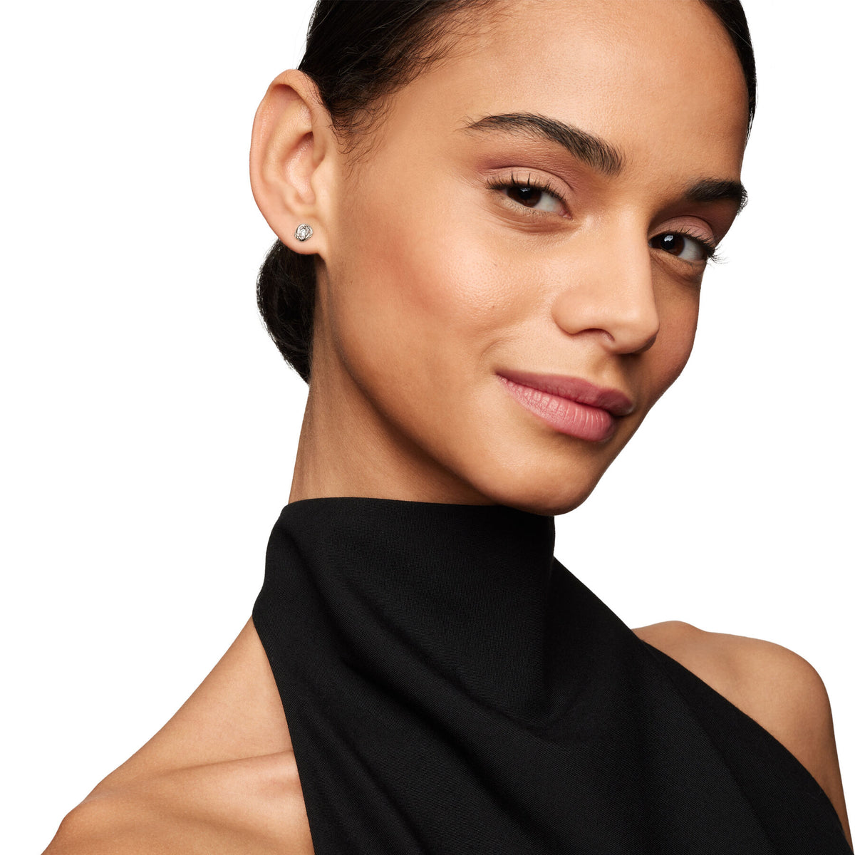 David Yurman Sterling Silver Infinity Stud Earrings with Diamonds