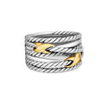 David Yurman Sterling Silver and Yellow Gold Crossover with Small X's Ring