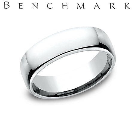Benchmark White Gold Euro Comfort Fit Wedding Band