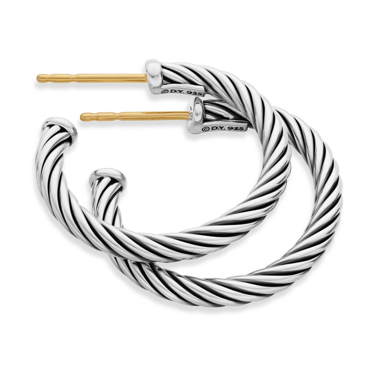 David Yurman Sterling Silver 3/4 Inch Cable Hoop Earrings