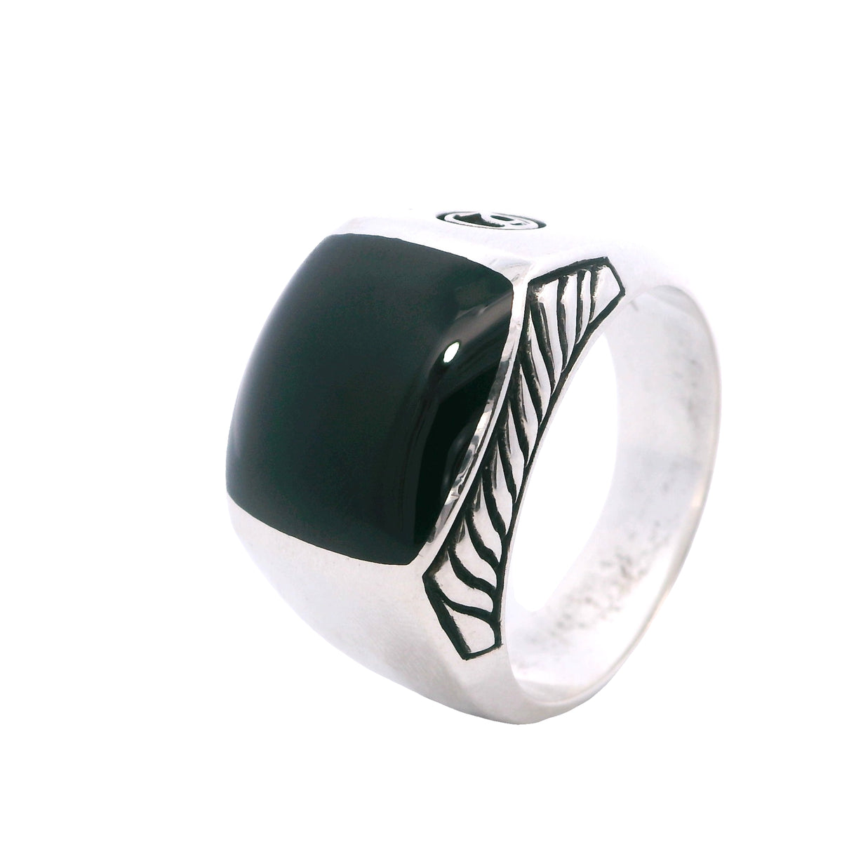 Estate David Yurman Sterling Silver Black Gemstone Signet Ring