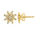 Yellow Gold Diamond Sunburst Stud Earrings