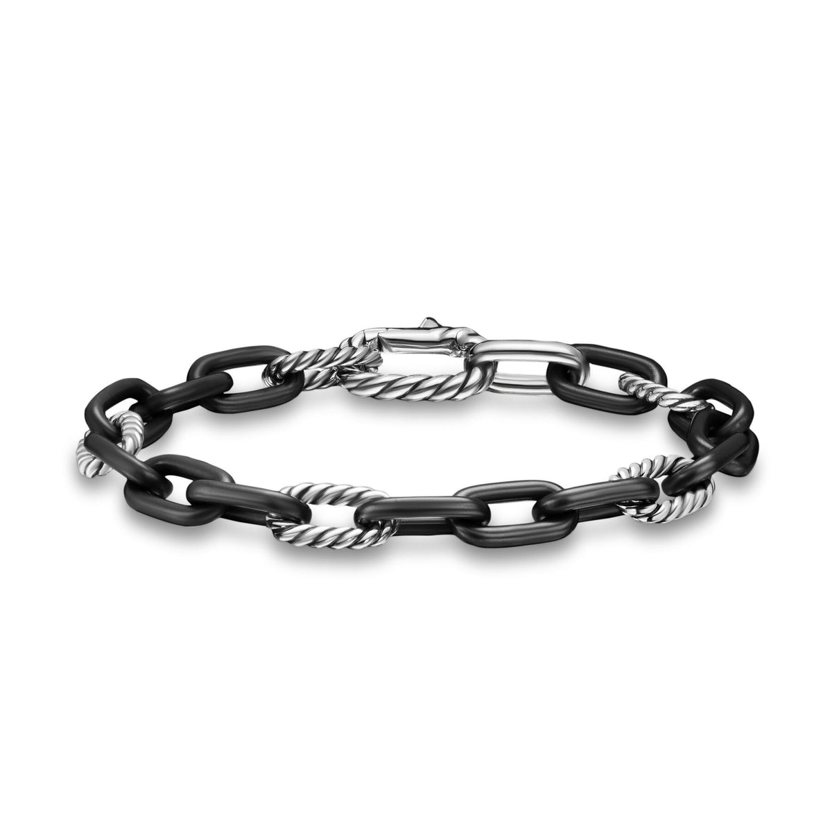 David Yurman Silver Black Titanium Madison Chain Bracelet