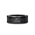 David Yurman Sterling Silver and Black Titanium 3 Row Streamline Pave Black Diamond Band Ring with Black Diamonds