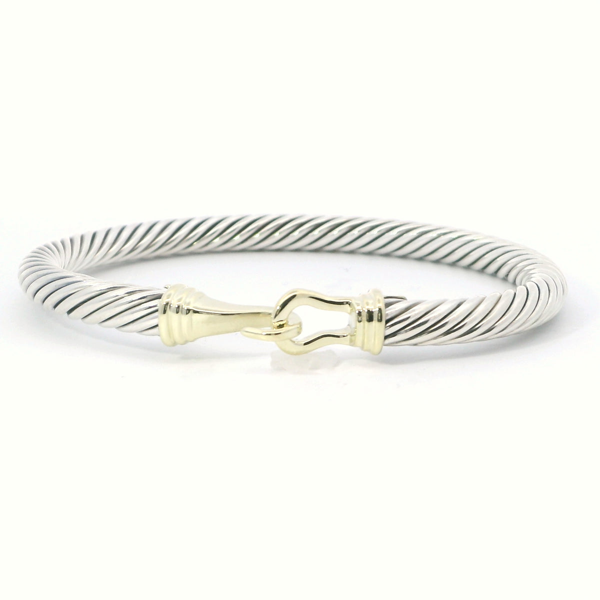Estate David Yurman Sterling Silver and Yellow Gold Cable Buckle Bracelet