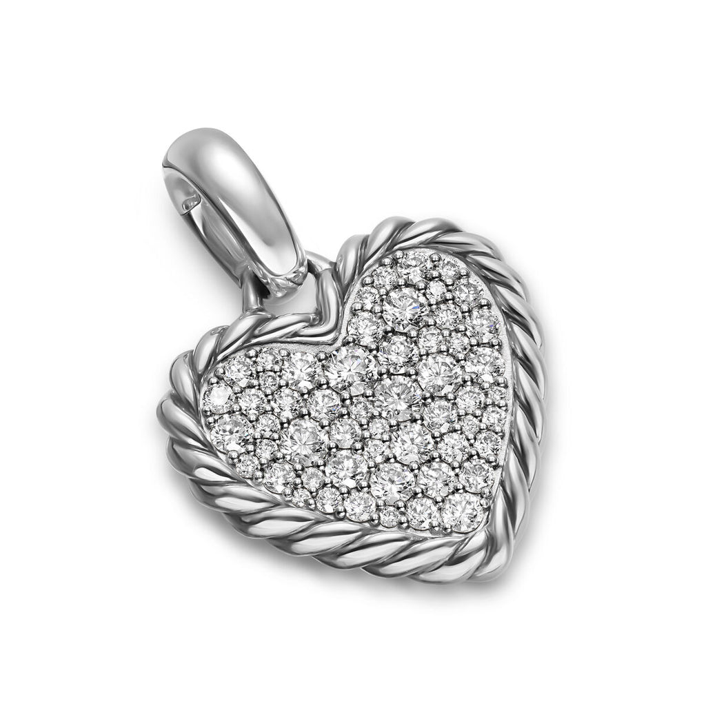 David Yurman Sterling Silver Pave Heart Cable Collectibles Enhancer