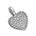 David Yurman Sterling Silver Pave Heart Cable Collectibles Enhancer