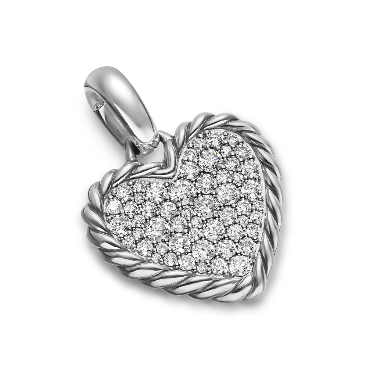 David Yurman Sterling Silver Pave Heart Cable Collectibles Enhancer