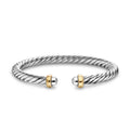David Yurman Sterling Silver and Yellow Gold Cable Flex Bracelet