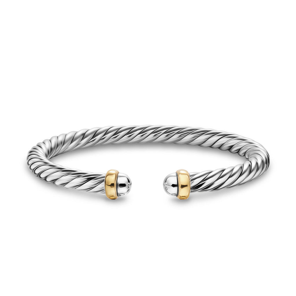 David Yurman Sterling Silver and Yellow Gold Cable Flex Bracelet