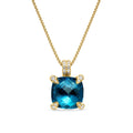 David Yurman Yellow Gold Chatelaine Hampton Blue Topaz Pendant Necklace with Diamonds