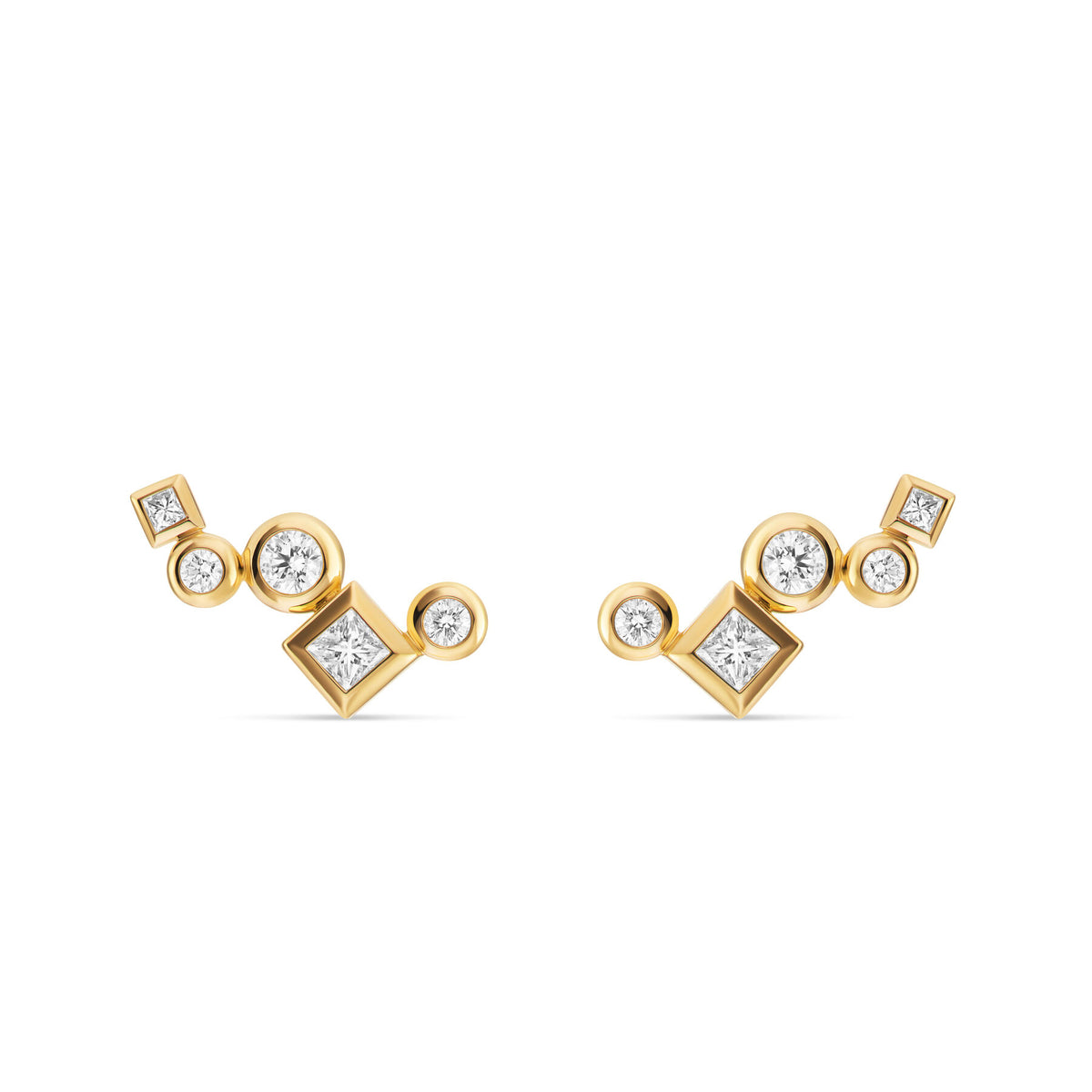 David Yurman Gold Petite Modern Renaissance Diamond Climber Earrings