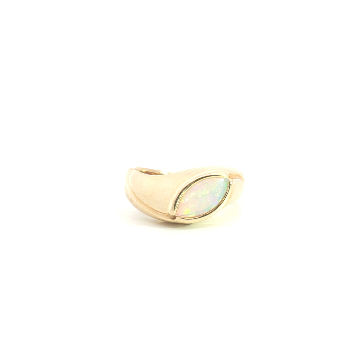 Estate Yellow Gold Opal Bezel Bypass Ring