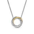 David Yurman Silver and Yellow Gold 14.5 mm Crossover Pendant Necklace