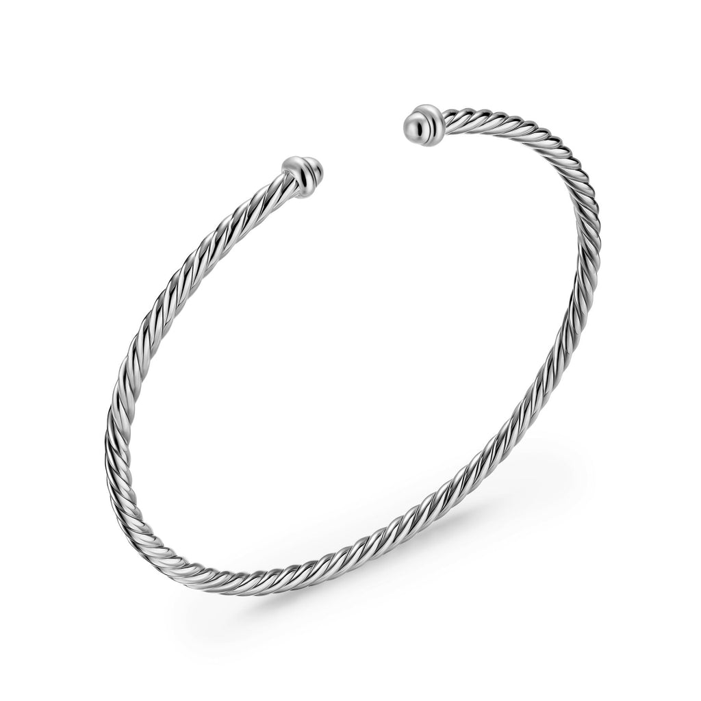 David Yurman Silver Micro Cable Flex Open Bracelet