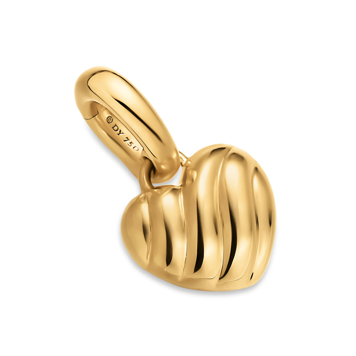 David Yurman Yellow Gold Petite Puffy Cable Heart Enhancer