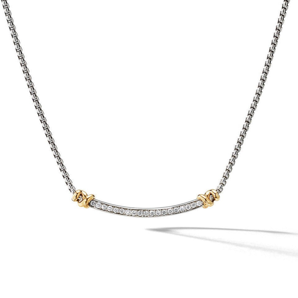 David Yurman Sterling Silver and Yellow Gold Helena Wrap Diamond Station Necklace