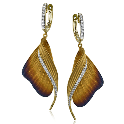 Fallen Leaves Earrings in 18k Gold with Diamonds - Simon G. Jewelry