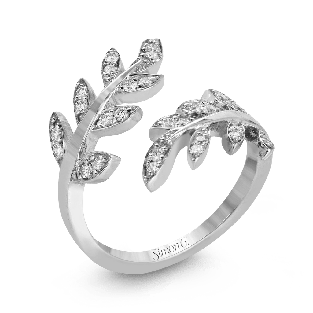 Fallen Leaves Fashion Ring In 18k Gold With Diamonds - Simon G. Jewelry