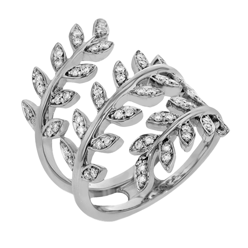 Fallen Leaves Fashion Ring In 18k Gold With Diamonds - Simon G. Jewelry