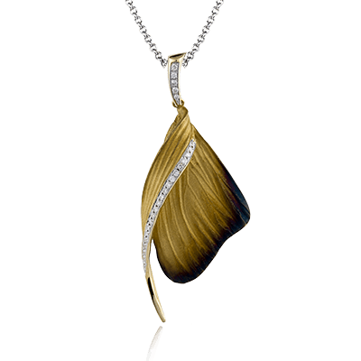 Fallen Leaves Pendant Necklace in 18k Gold with Diamonds - Simon G. Jewelry